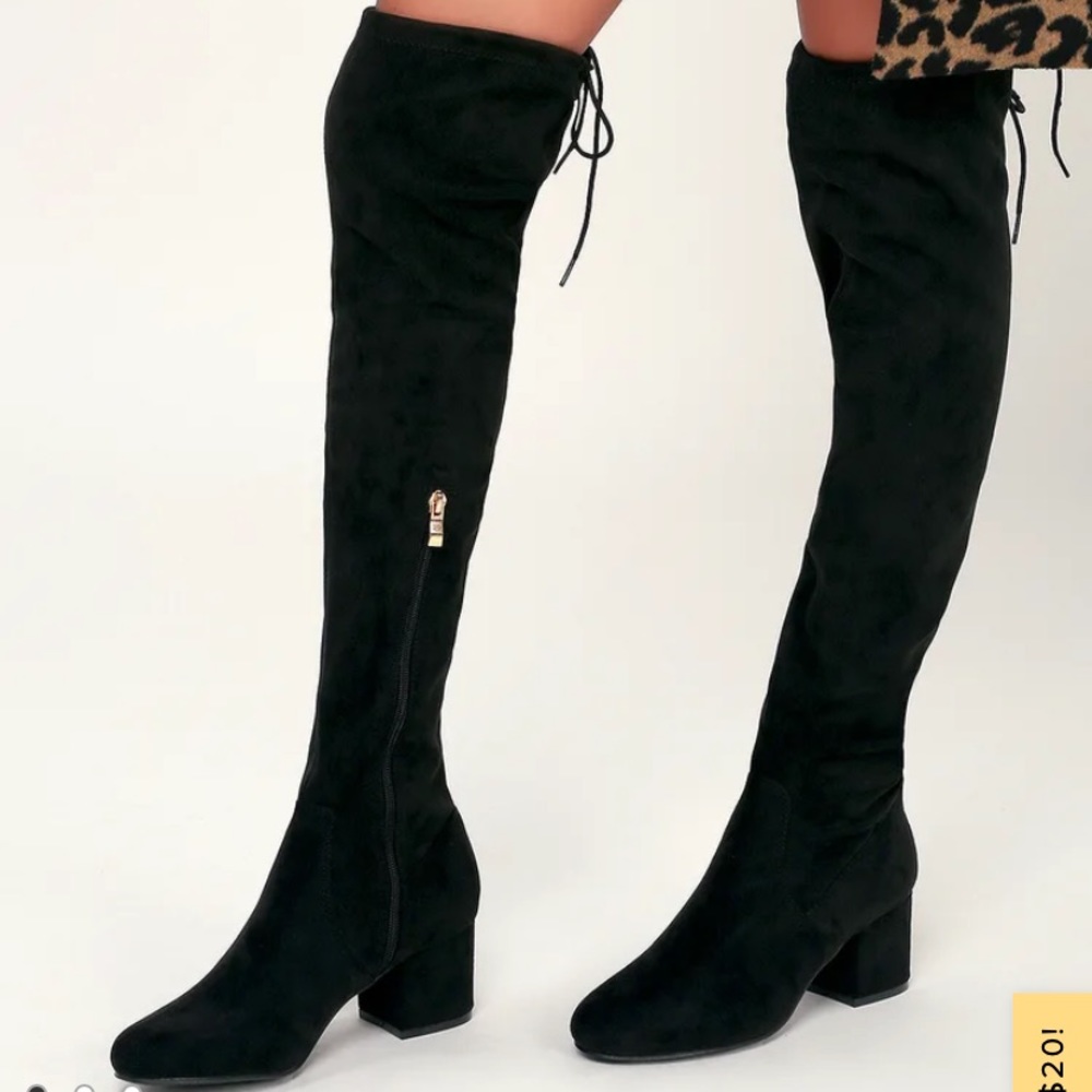 Di black suede over the knee boots